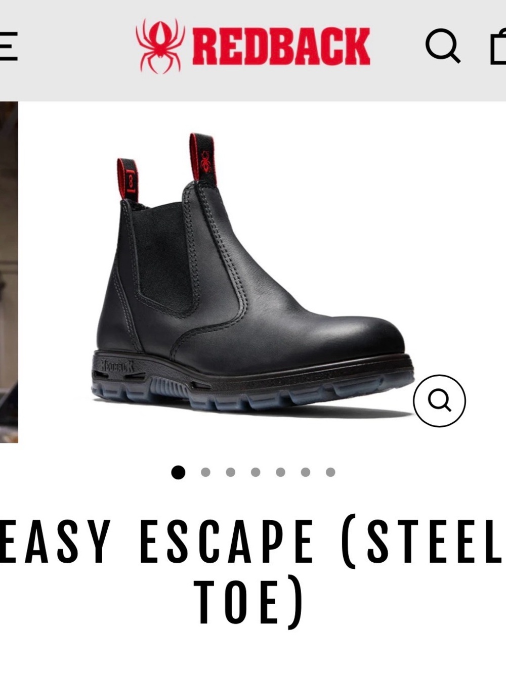 Redback Boots Black Leather Chelsea Work Boot with Red Pull Tabs